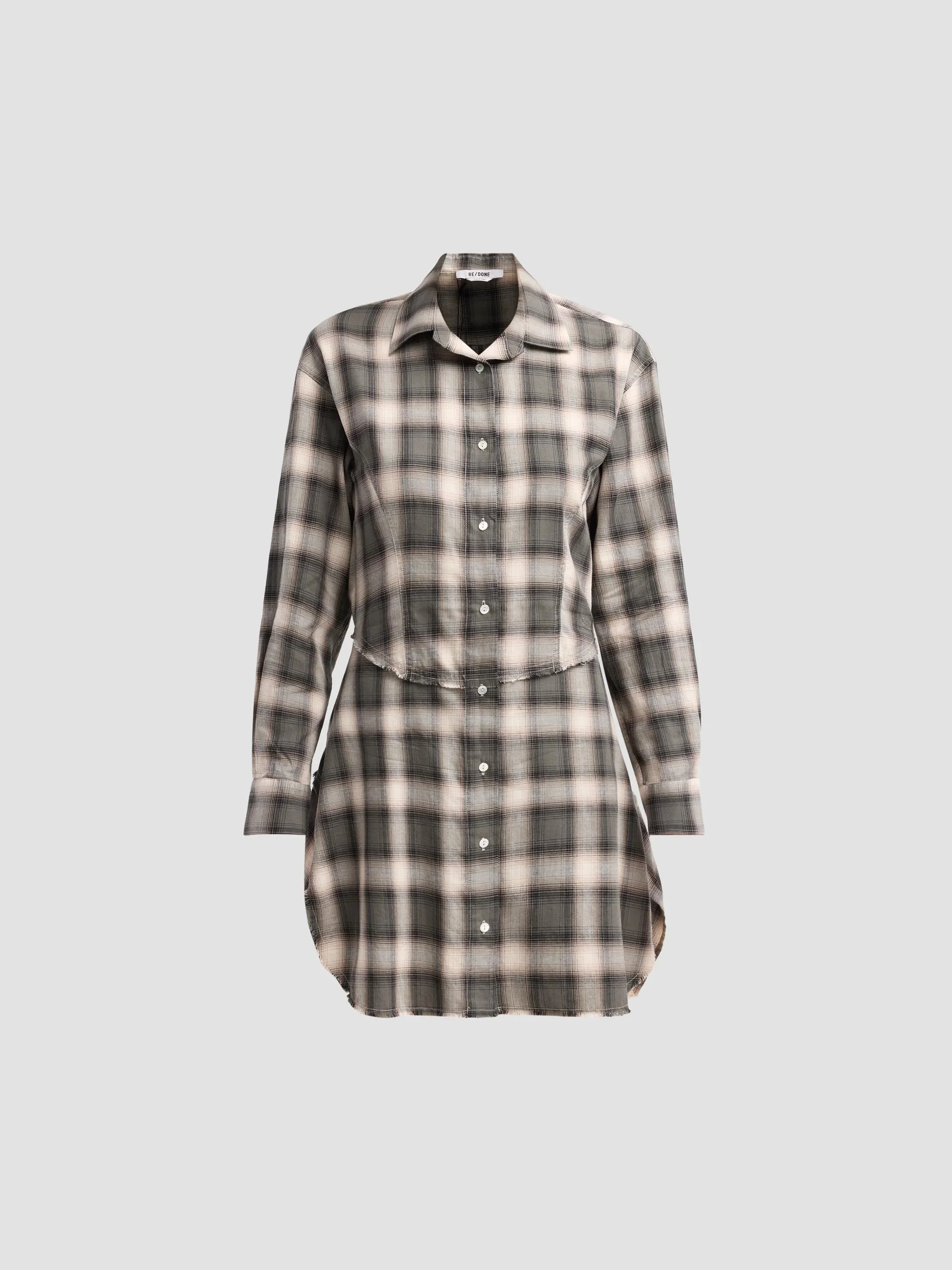 Women's Agnes Plaid Cotton Mini Dress - Dark Sage Plaid - 1