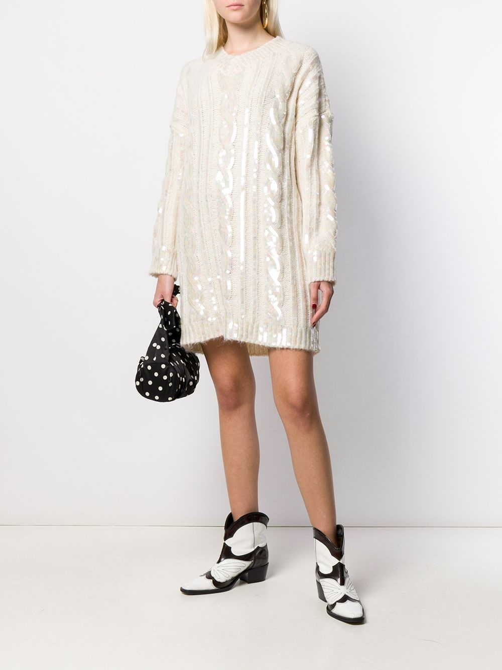 sequinned cable knit dress - 2