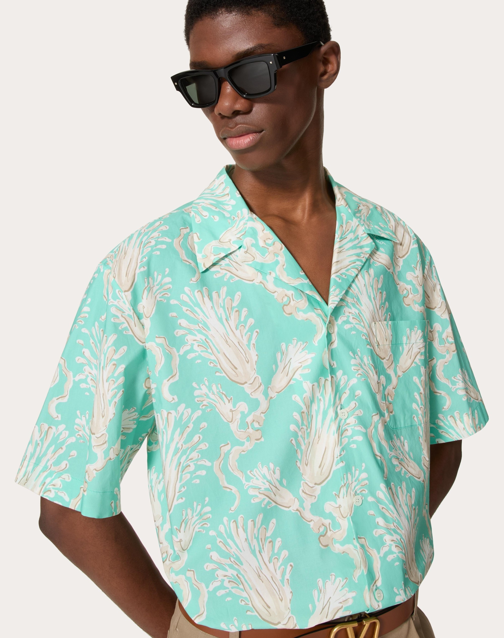 COTTON POPLIN BOWLING SHIRT WITH METAMORPHOS WHEATSHEAF PRINT - 5