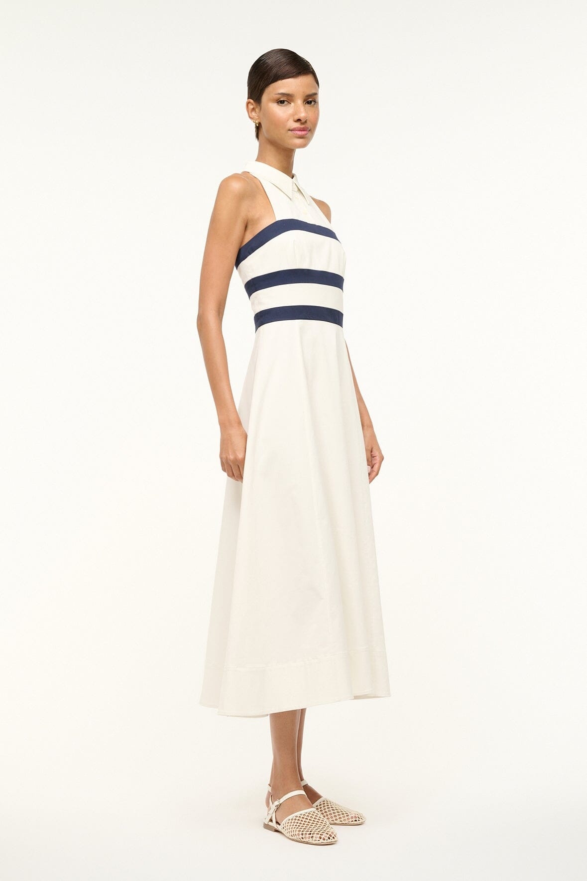 STAUD CAPTAIN DRESS IVORY NAVY - 3