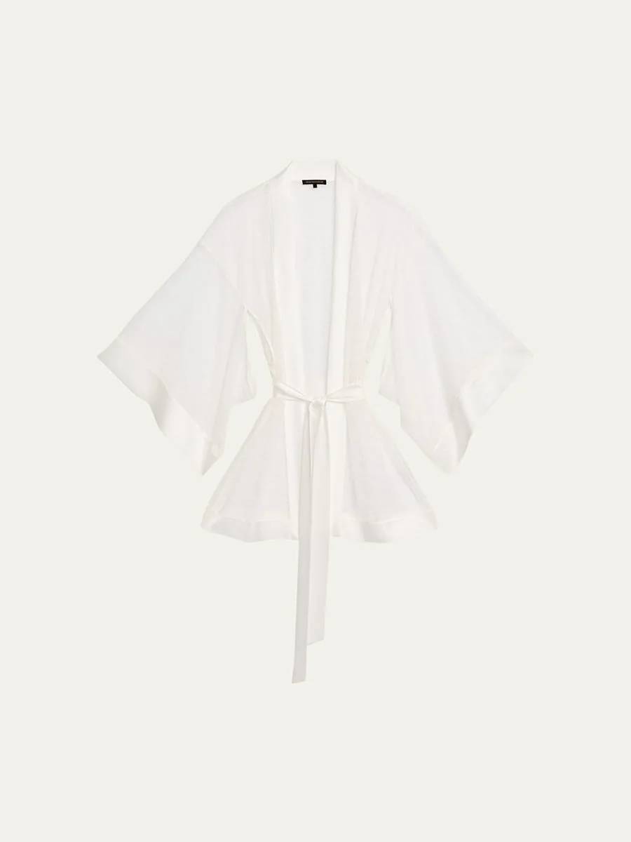 Petite Fleur Sheer Lace Kimono Robe - 1