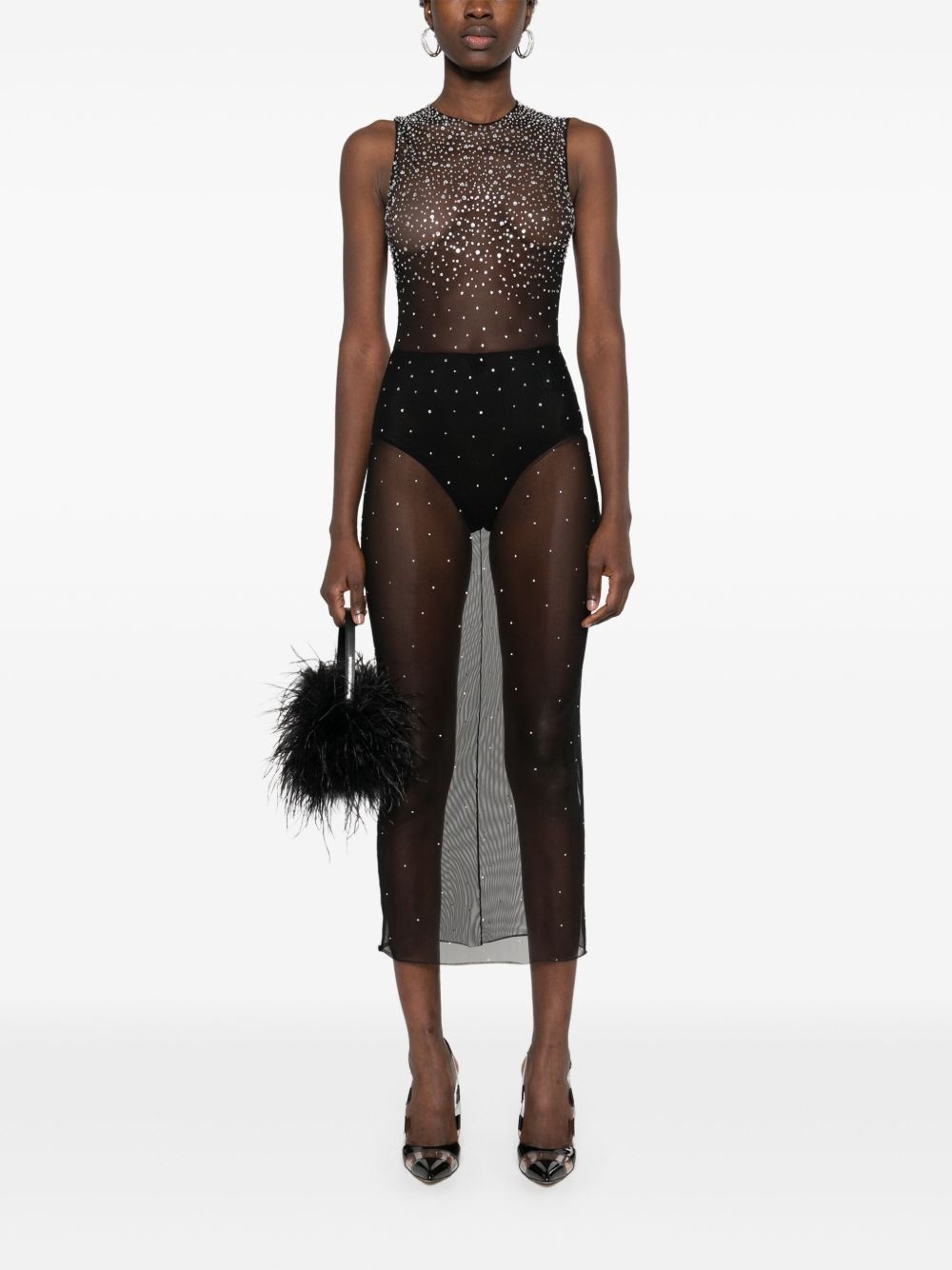 crystal mesh midi dress - 2