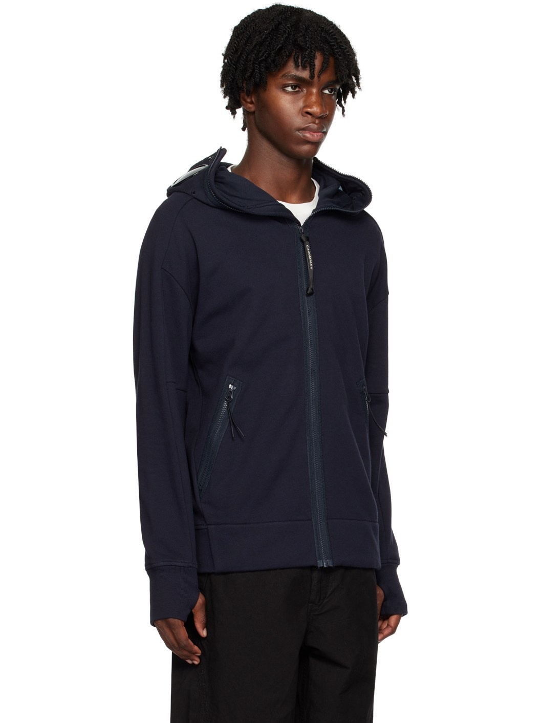 Cp company store navy goggle hoodie