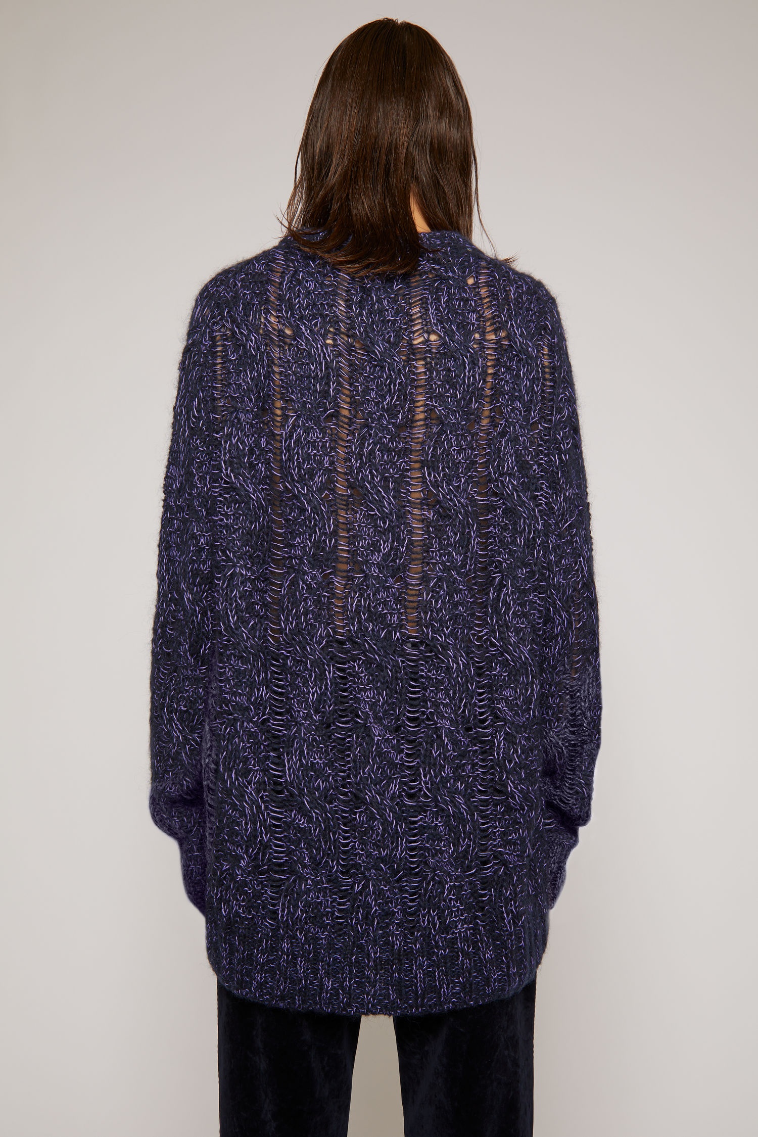 Melange cable-knit sweater navy/lilac - 3