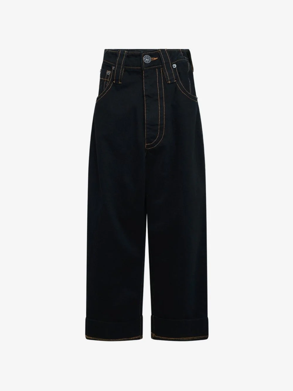 Baby contrast-stitch wide-leg jeans - 1