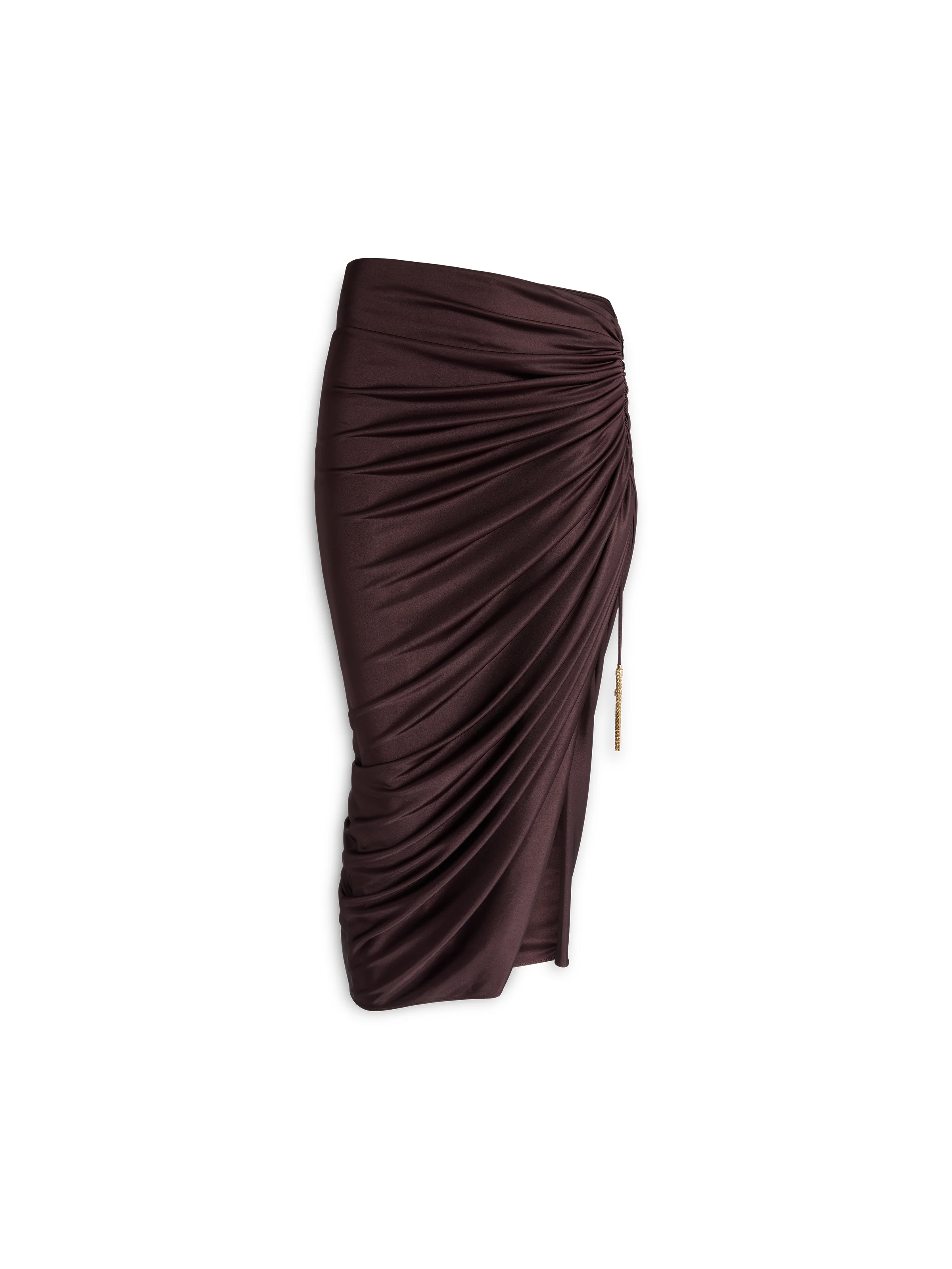 Flowing jersey midi skirt with slit - 1