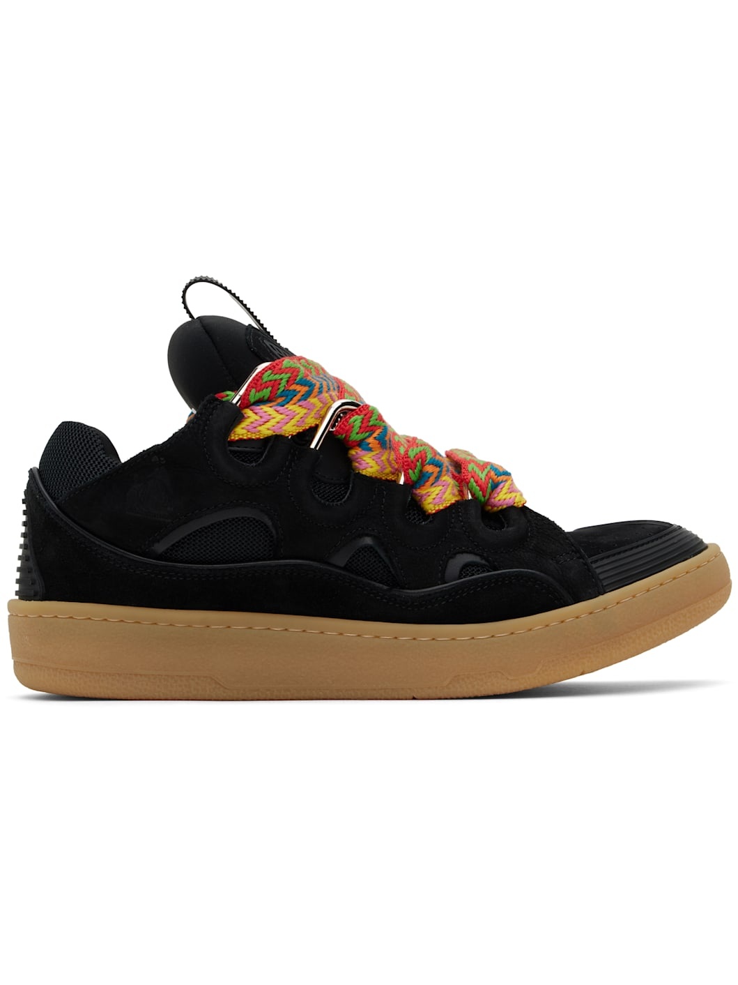 Black Leather Curb Sneakers - 1