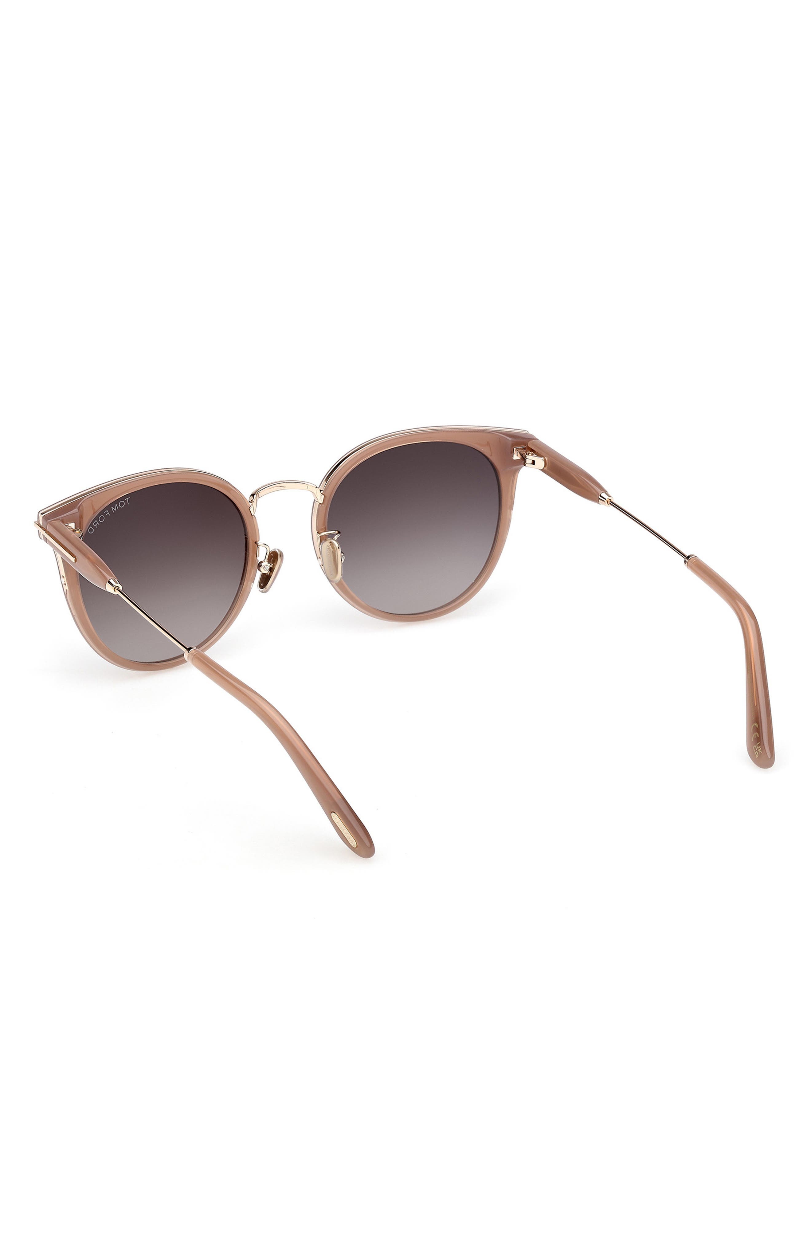 TOM FORD 54mm Round Sunglasses in Beige Rose Gold /Grad Smoke at Nordstrom - 7