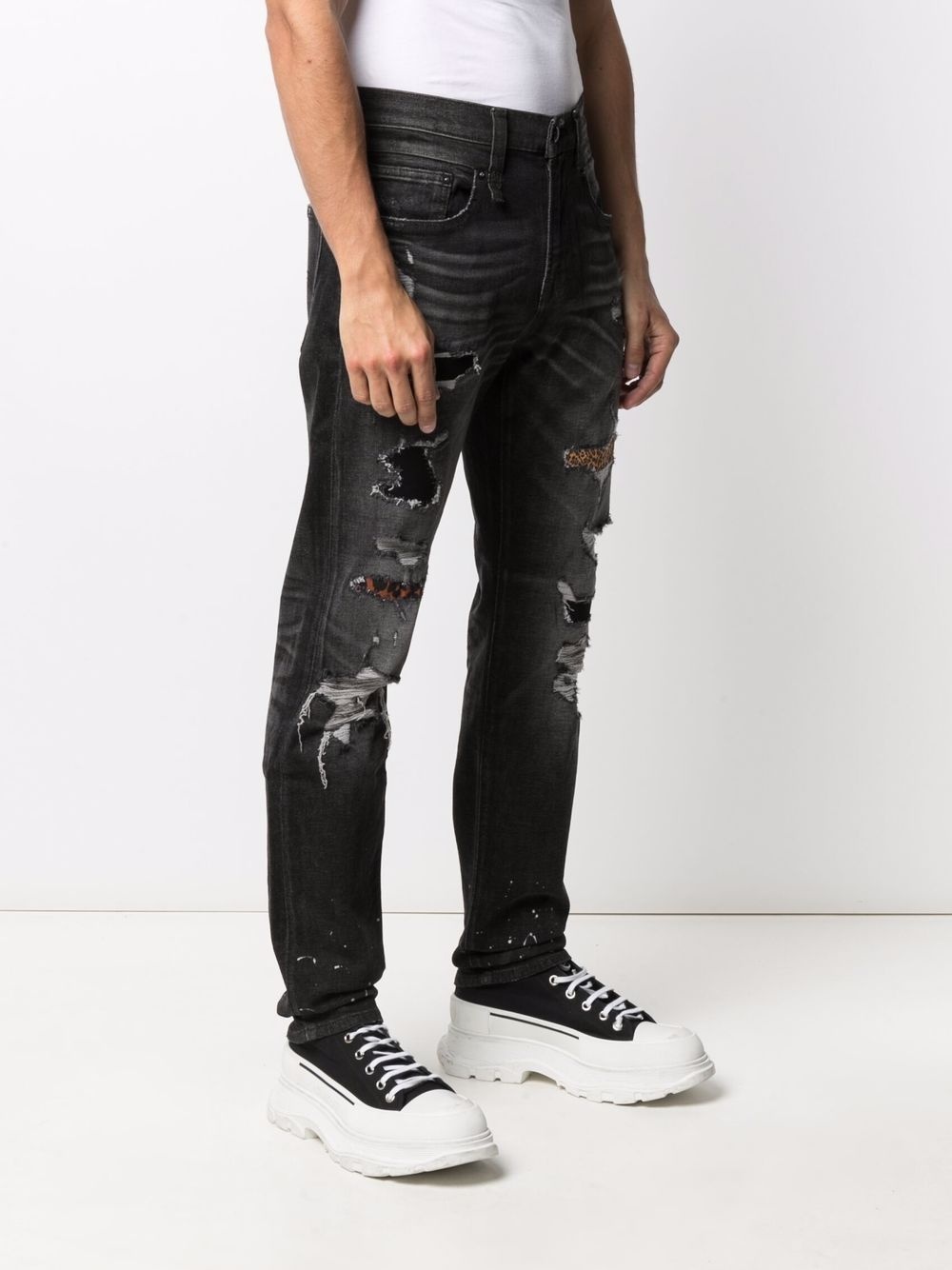 distressed-finish straight-leg jeans - 3