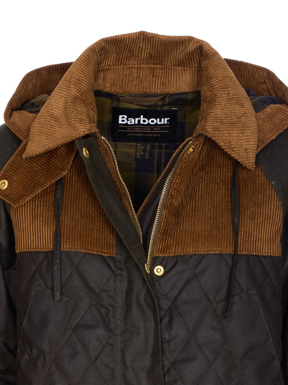 quilted corduroy-panels puffer jacket - 4