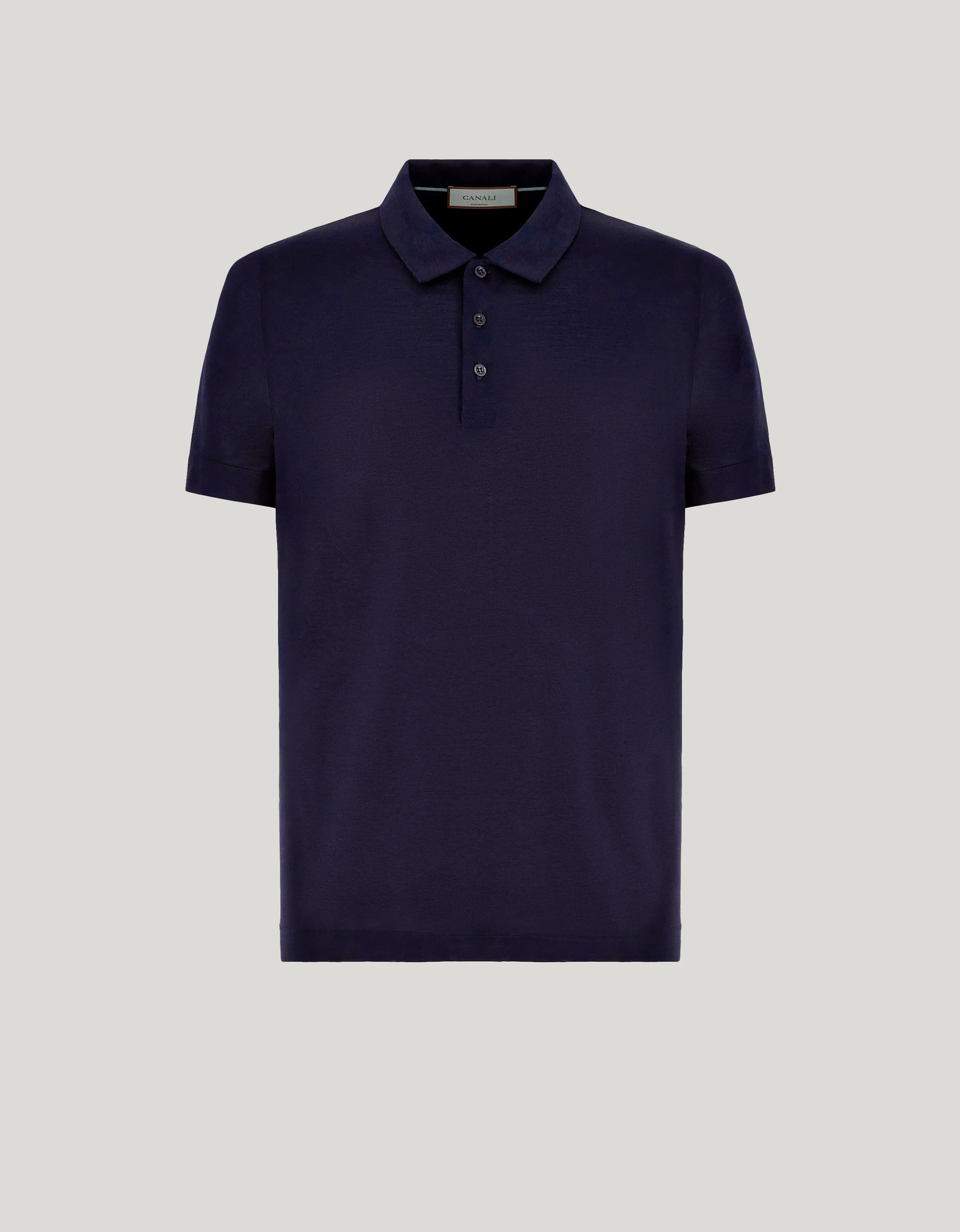 DARK NAVY SILK POLO SHIRT - 1