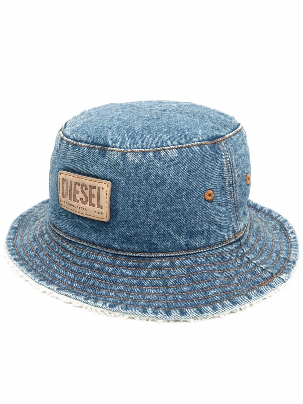 logo-patch denim bucket hat - 1