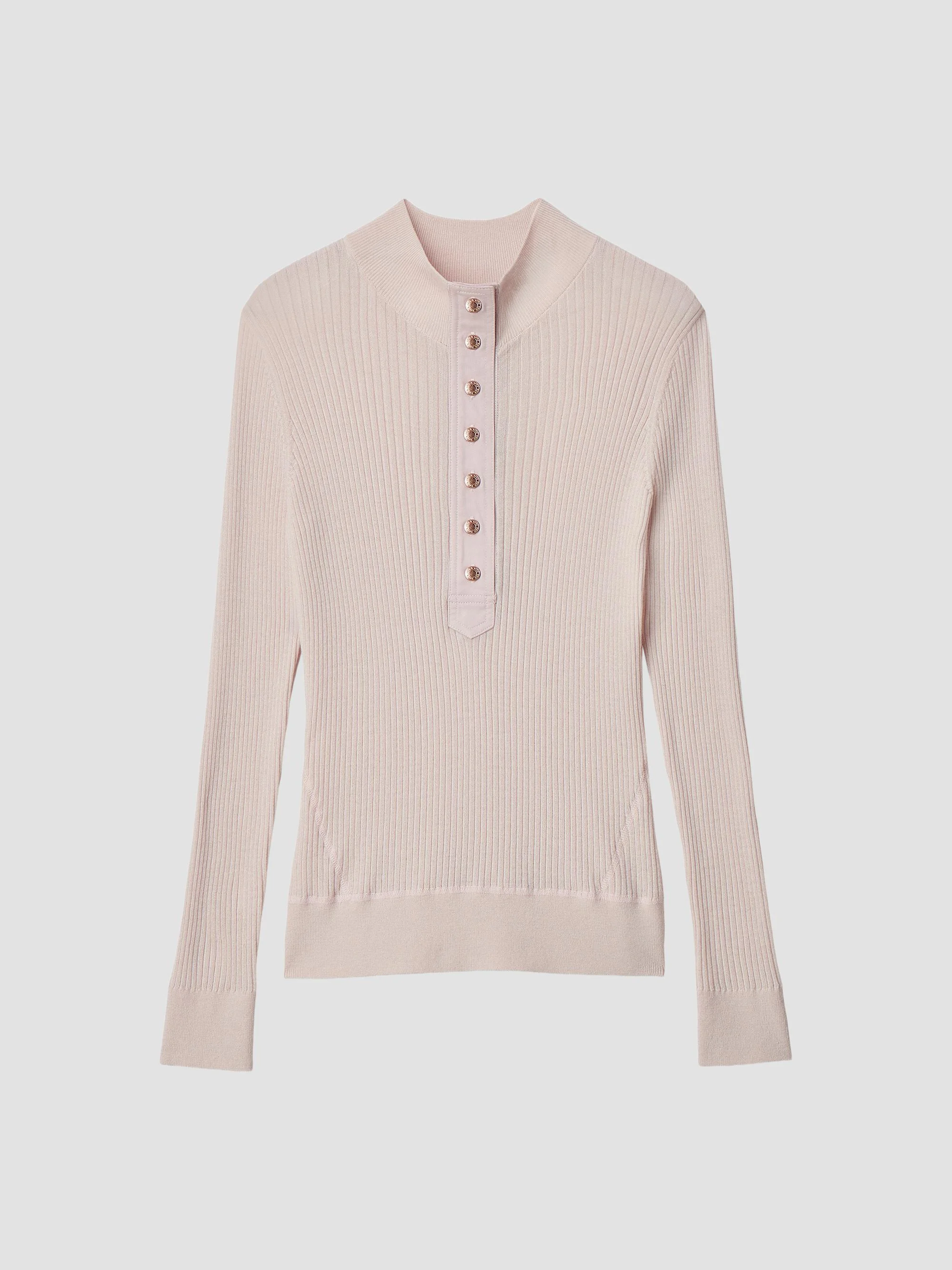 Women's Lucy Rib-Knit Wool Henley - Ivory - 1