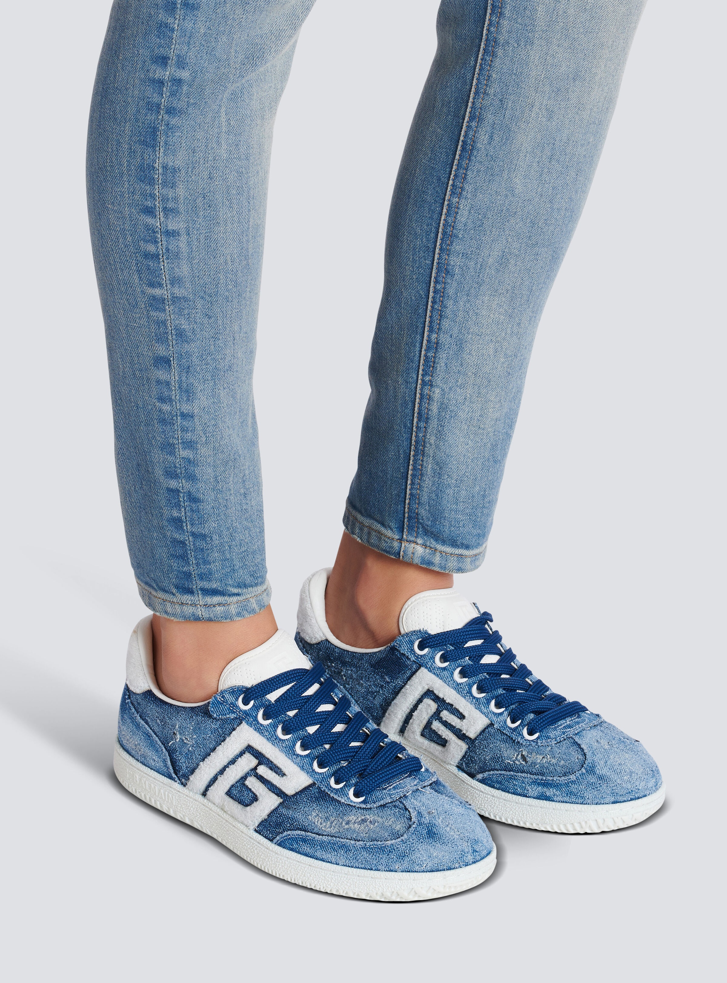 Denim Balmain Swan trainers - 9