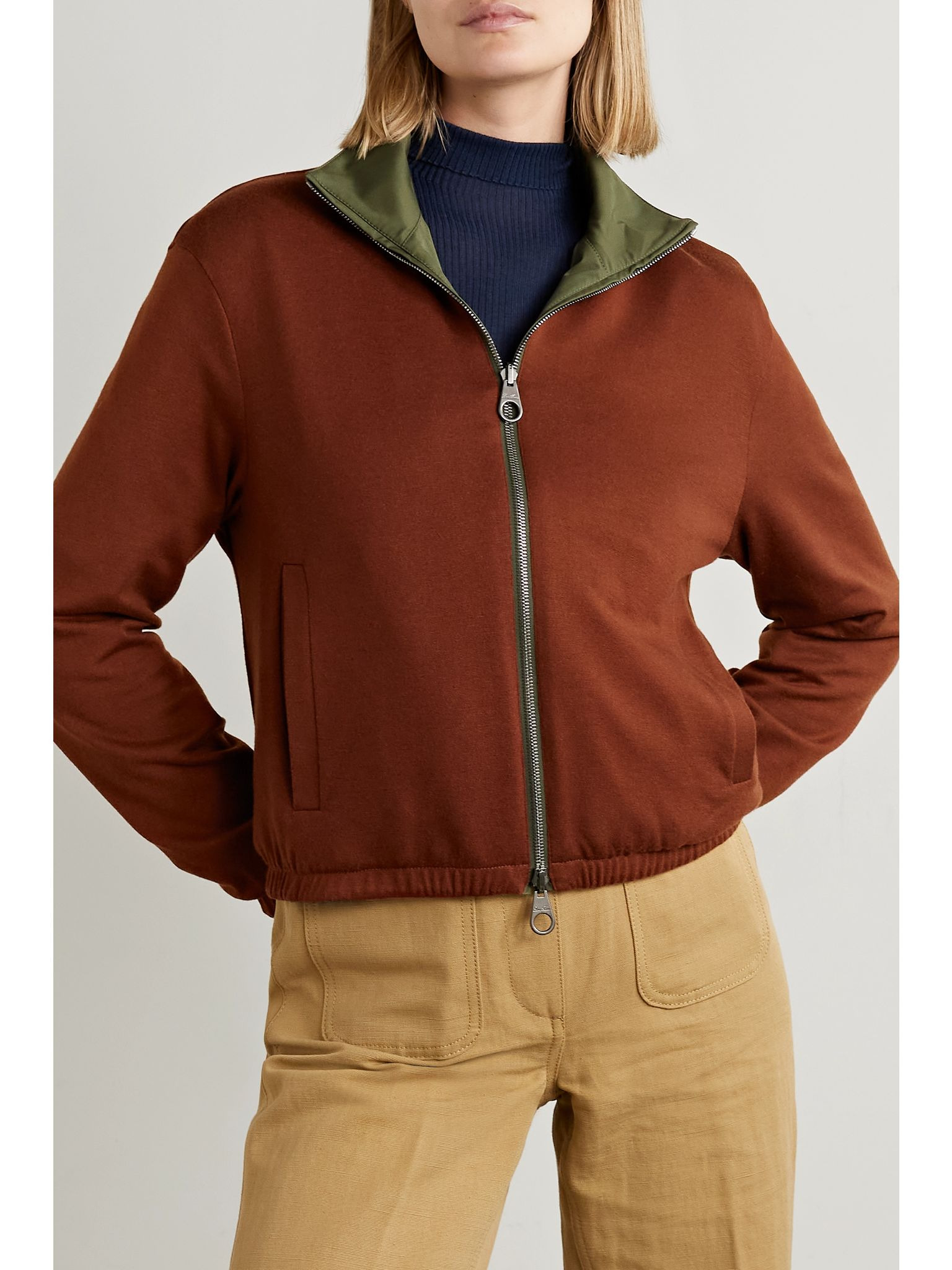 Reversible shell and cashmere bomber jacket Dark green - 6