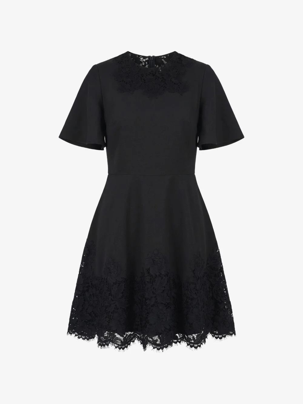 lace-trimmed flared dress - 1