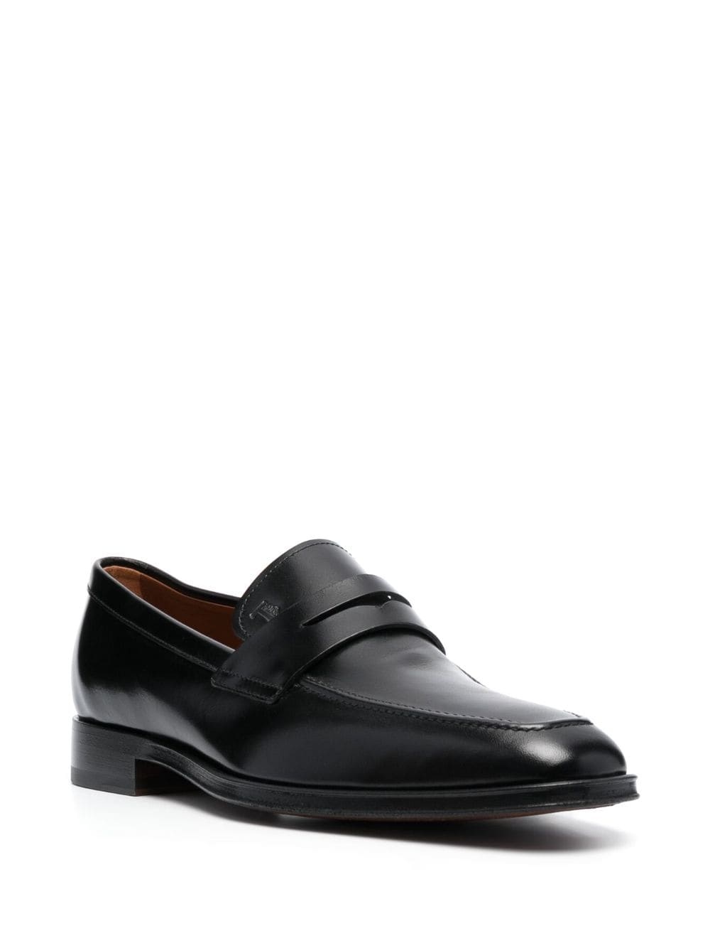 square-toe high-shine loafers - 2