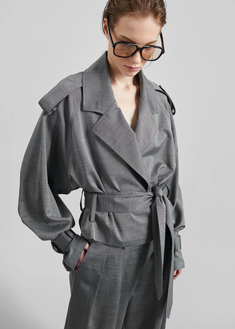 Simona Short Trench - Grey Melange 6
