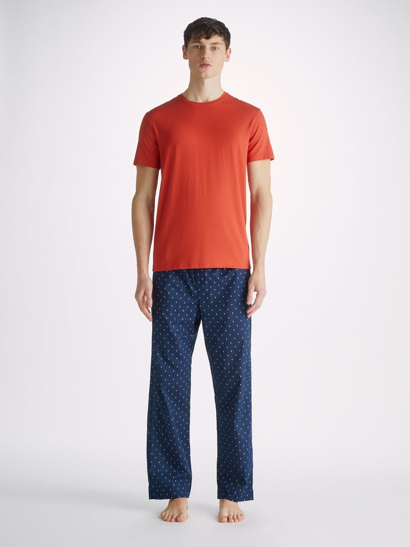 Derek Rose Men's Lounge Trousers Nelson 96 Cotton Batiste Navy outlook