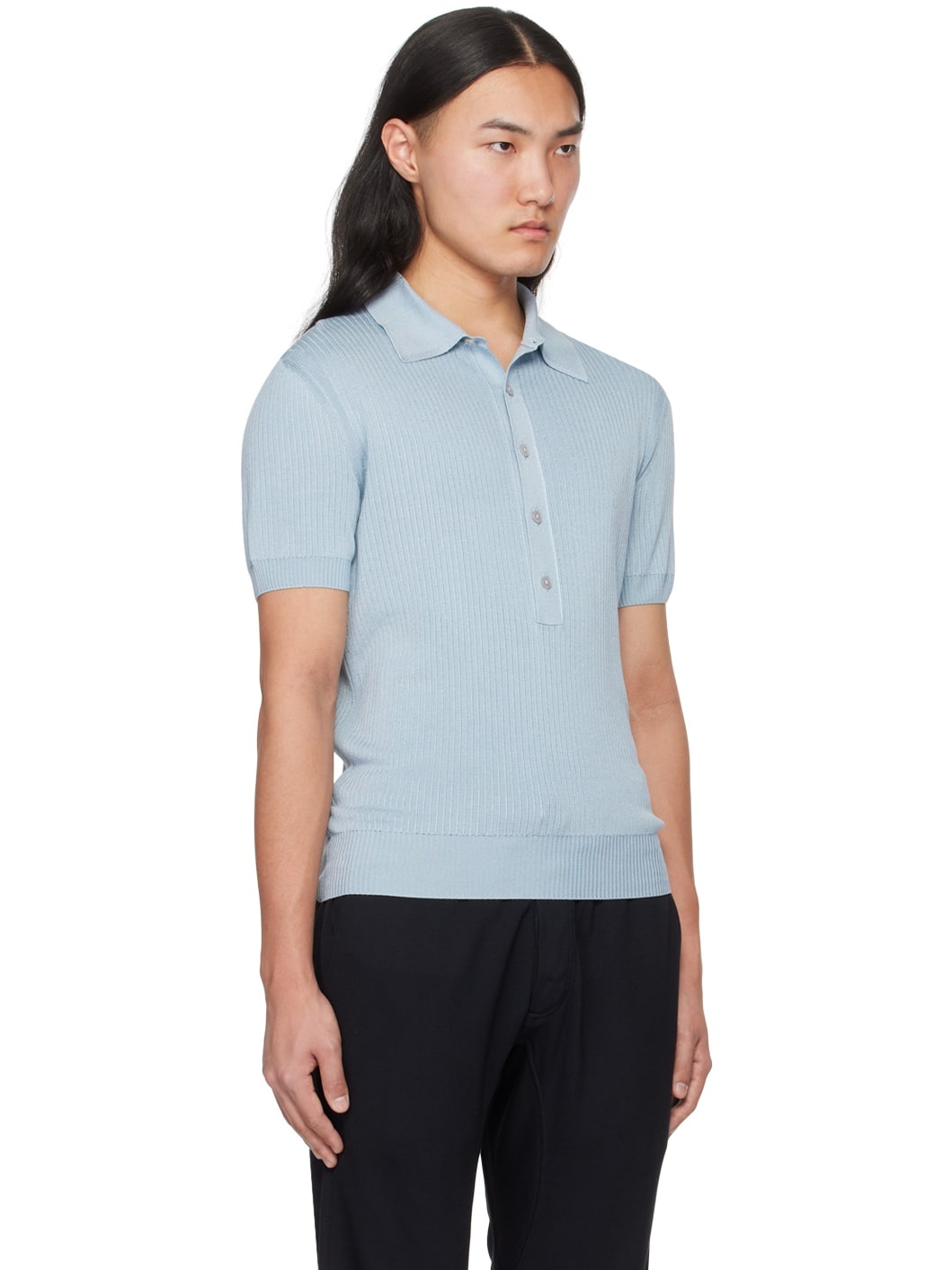 Blue Spread Collar Polo - 2