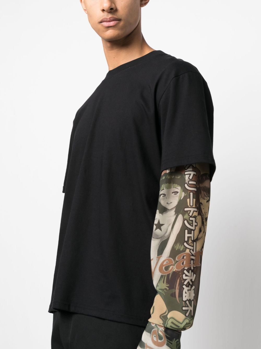 graphic-print layered cotton T-shirt - 5