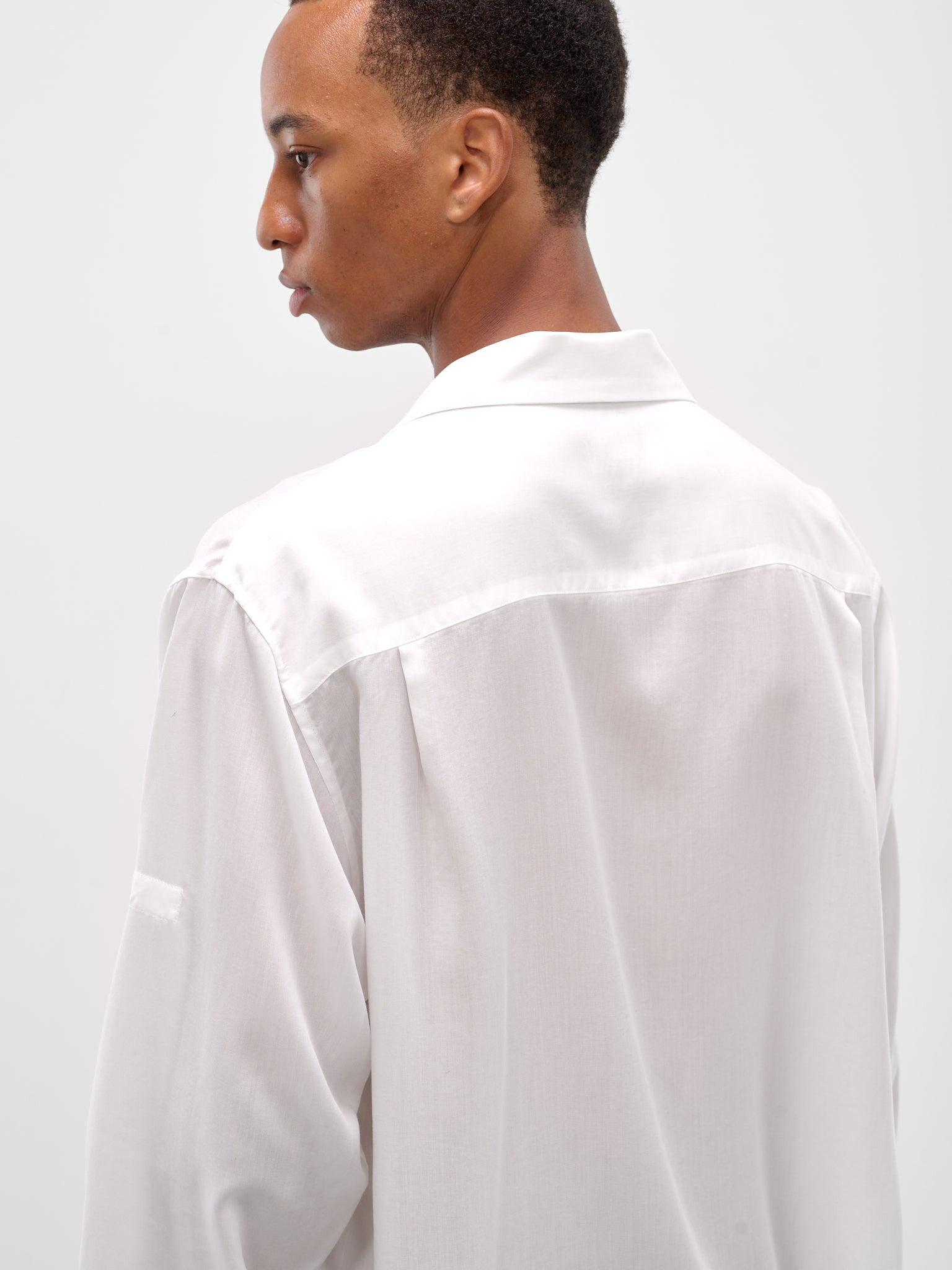 White Oversized Pocket Button-Up Shirt - 5