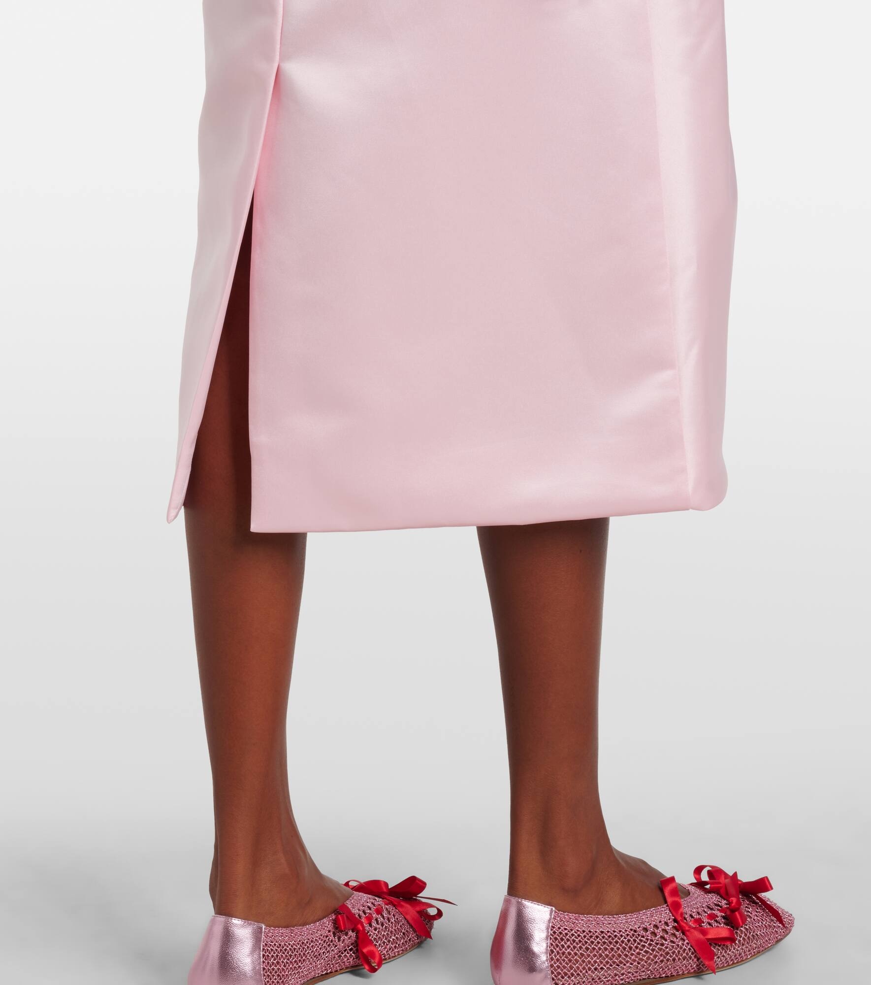 Draped satin midi skirt - 5