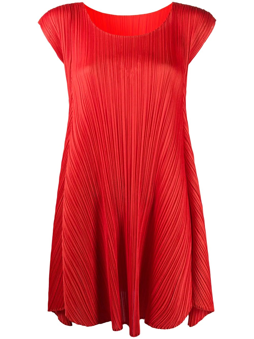 cap sleeve pleated shift dress - 1