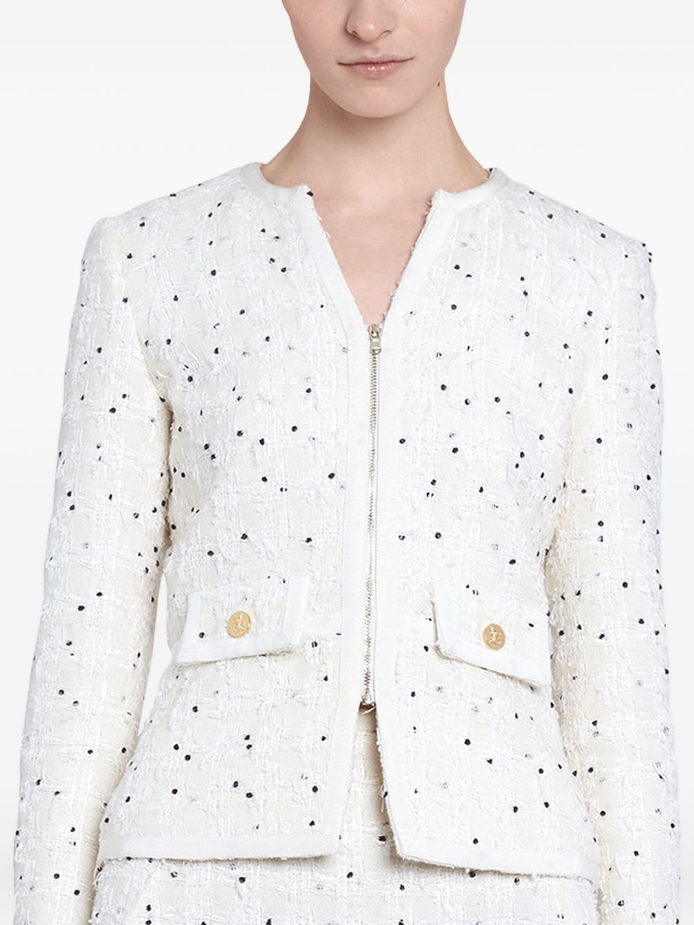 polka-dot bouclé jacket - 5