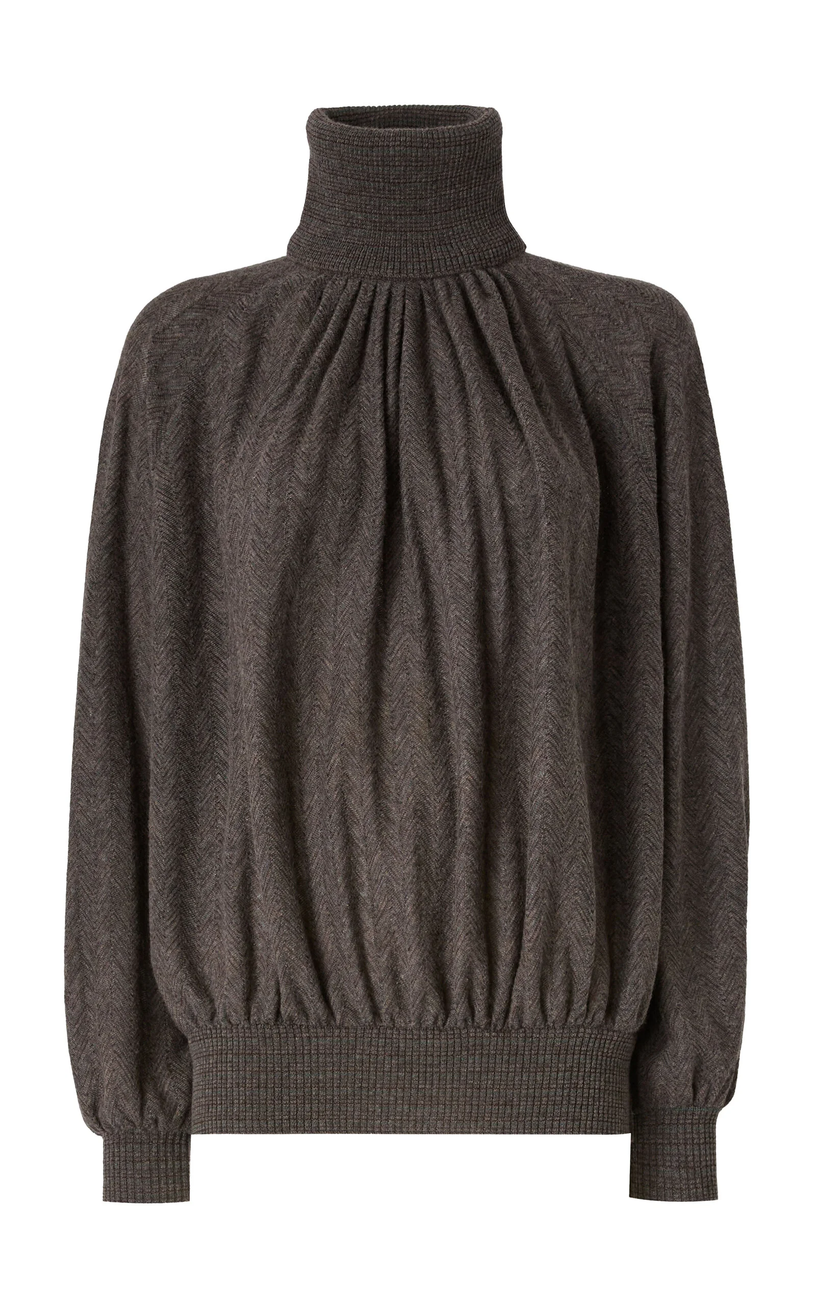 Pleated Turtleneck Cashmere-Blend Sweater brown - 1