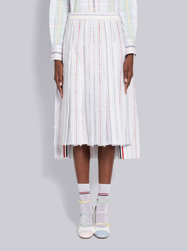 Seersucker Tulle Tweed Pleated Skirt 1