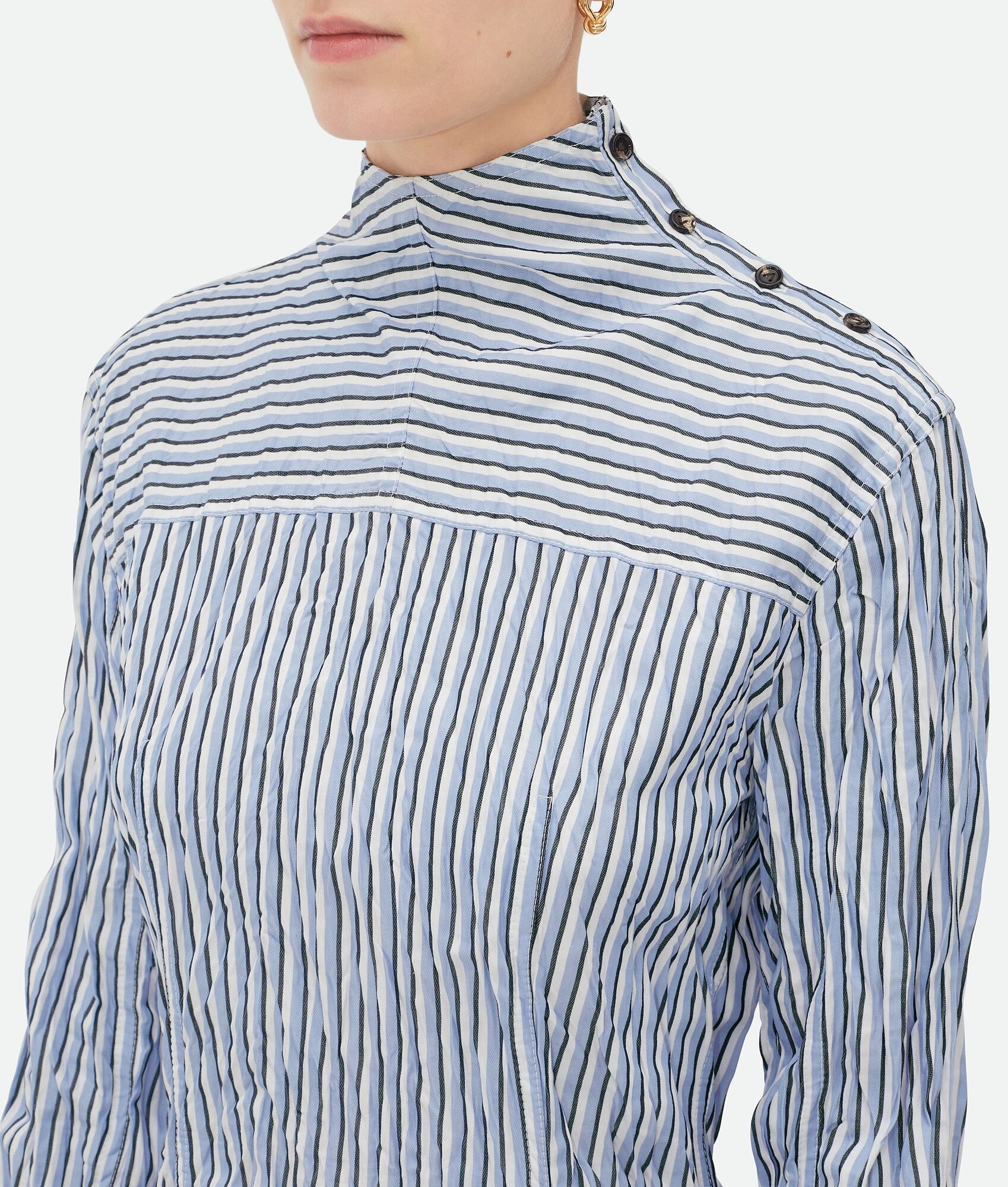 Striped Technical Viscose Crinkled Dress - 5