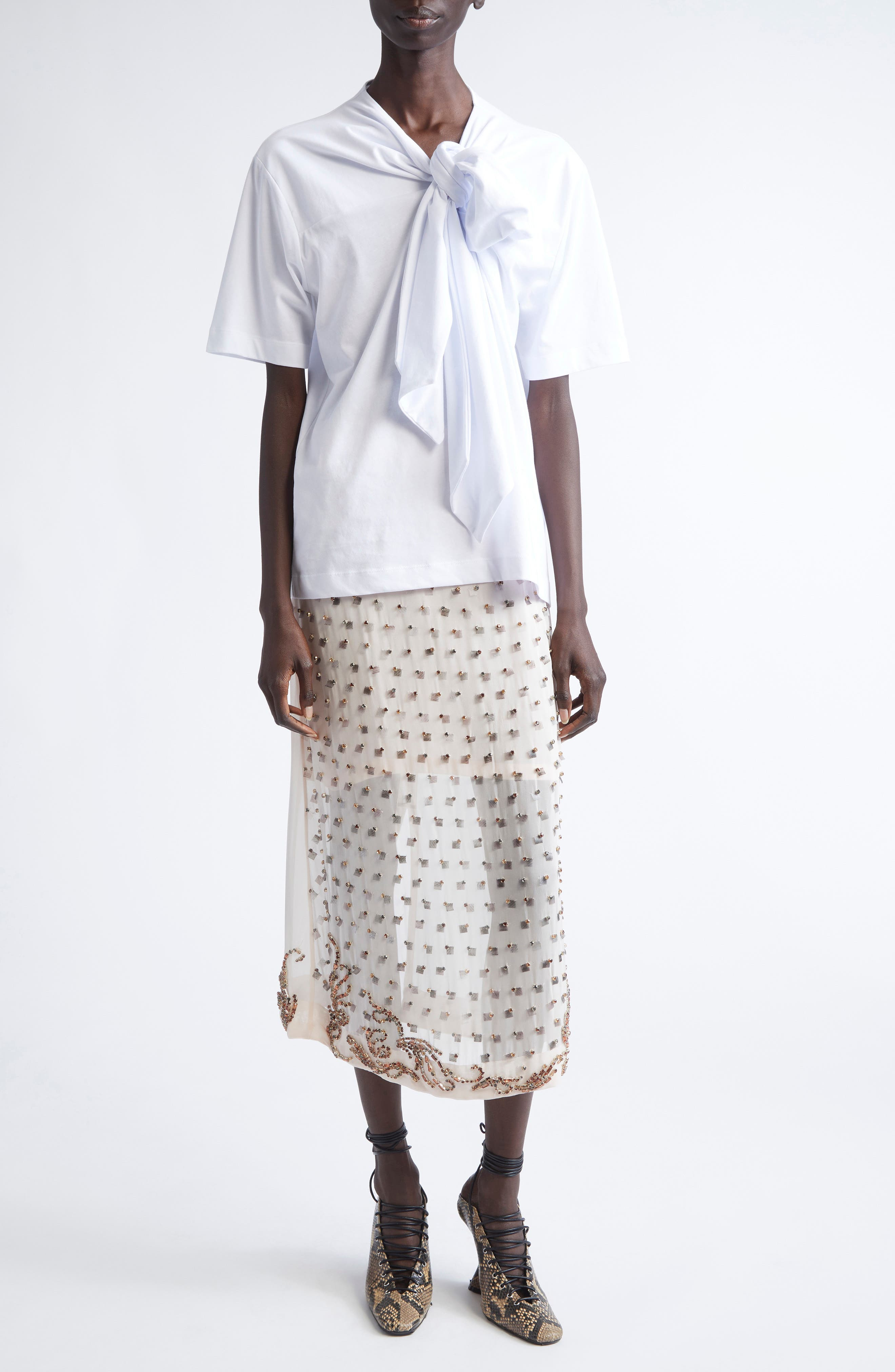 Dries Van Noten Sokna Embellished Midi Skirt in Blush at Nordstrom - 2