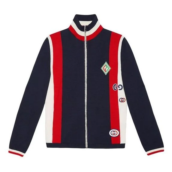 Men's Gucci Wool Knitting Aviator Jacket Blue 576892-XKAOP-4206 - 1