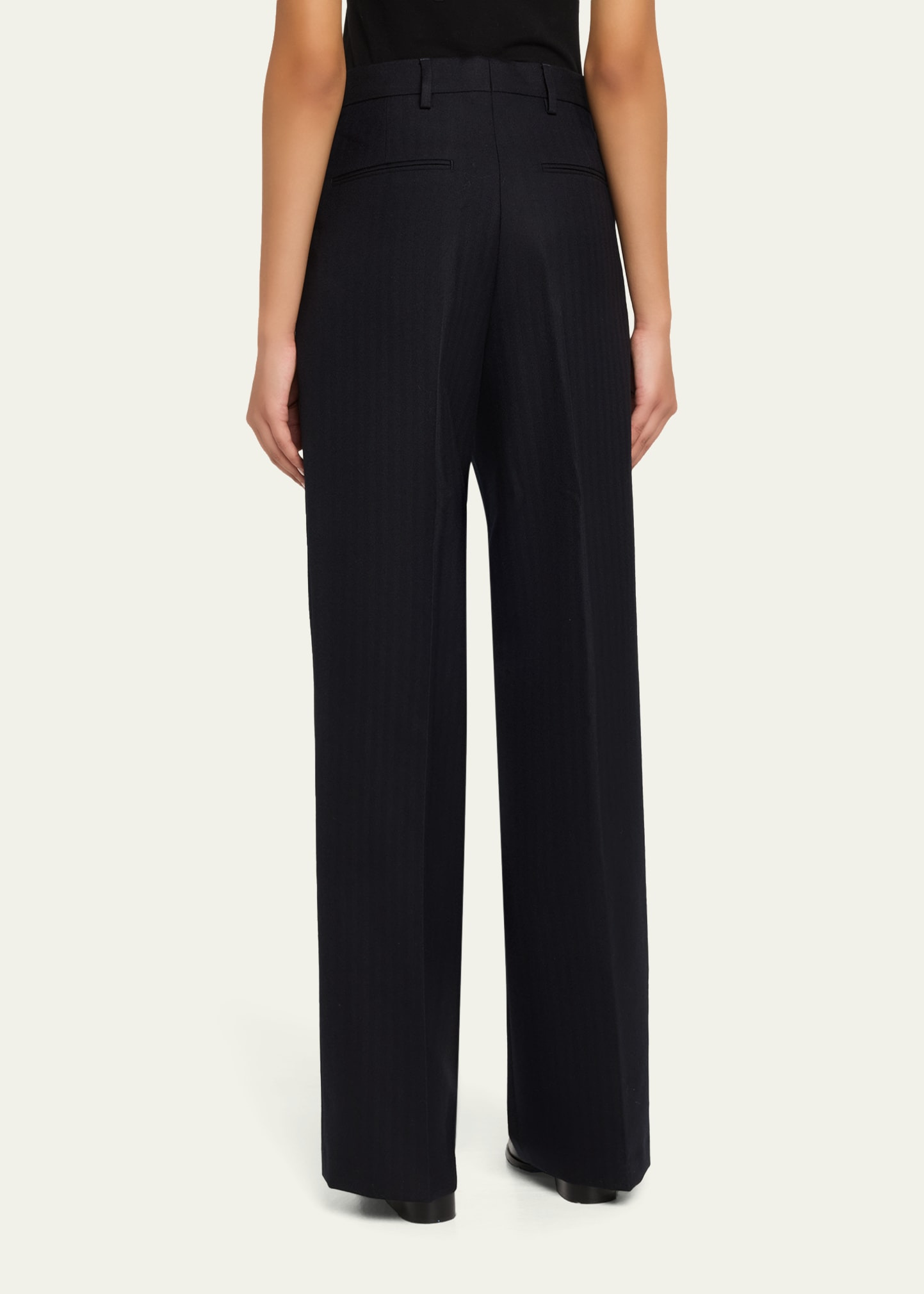 Portias Herringbone Wool Straight-Leg Pants - 3