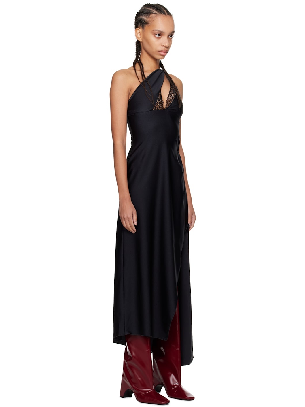 Black Asymmetric Midi Dress - 2