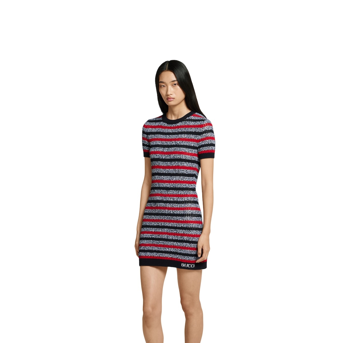 Striped fine cotton knit dress - 3