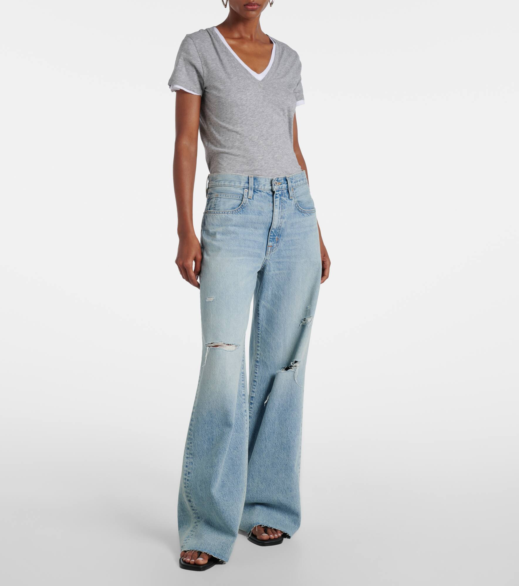 Nico distressed mid-rise wide-leg jeans - 7