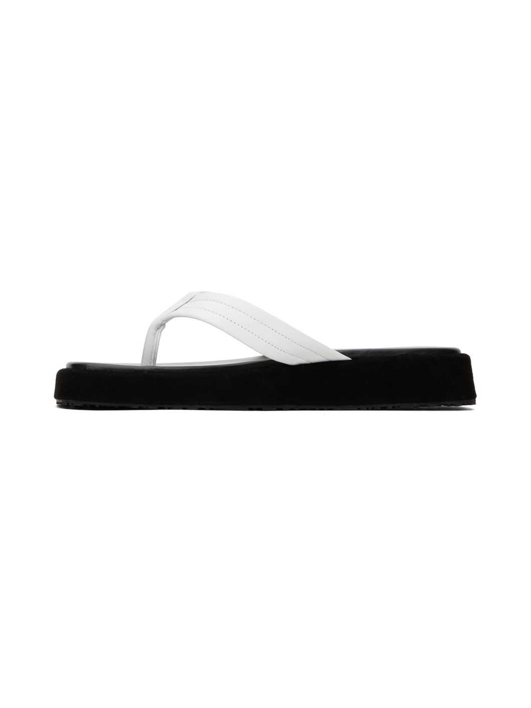 Black & White Leather Flip Flops - 3