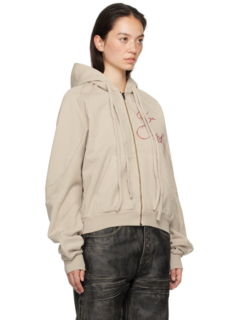 Beige Oversized Zip Hoodie 2