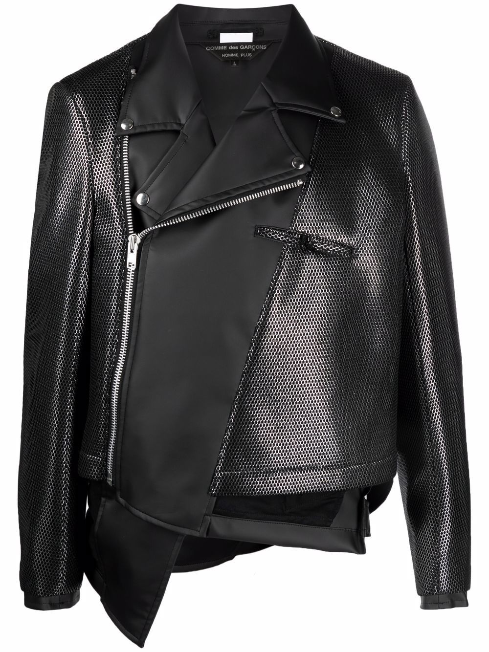 contrasting panel biker jacket - 1