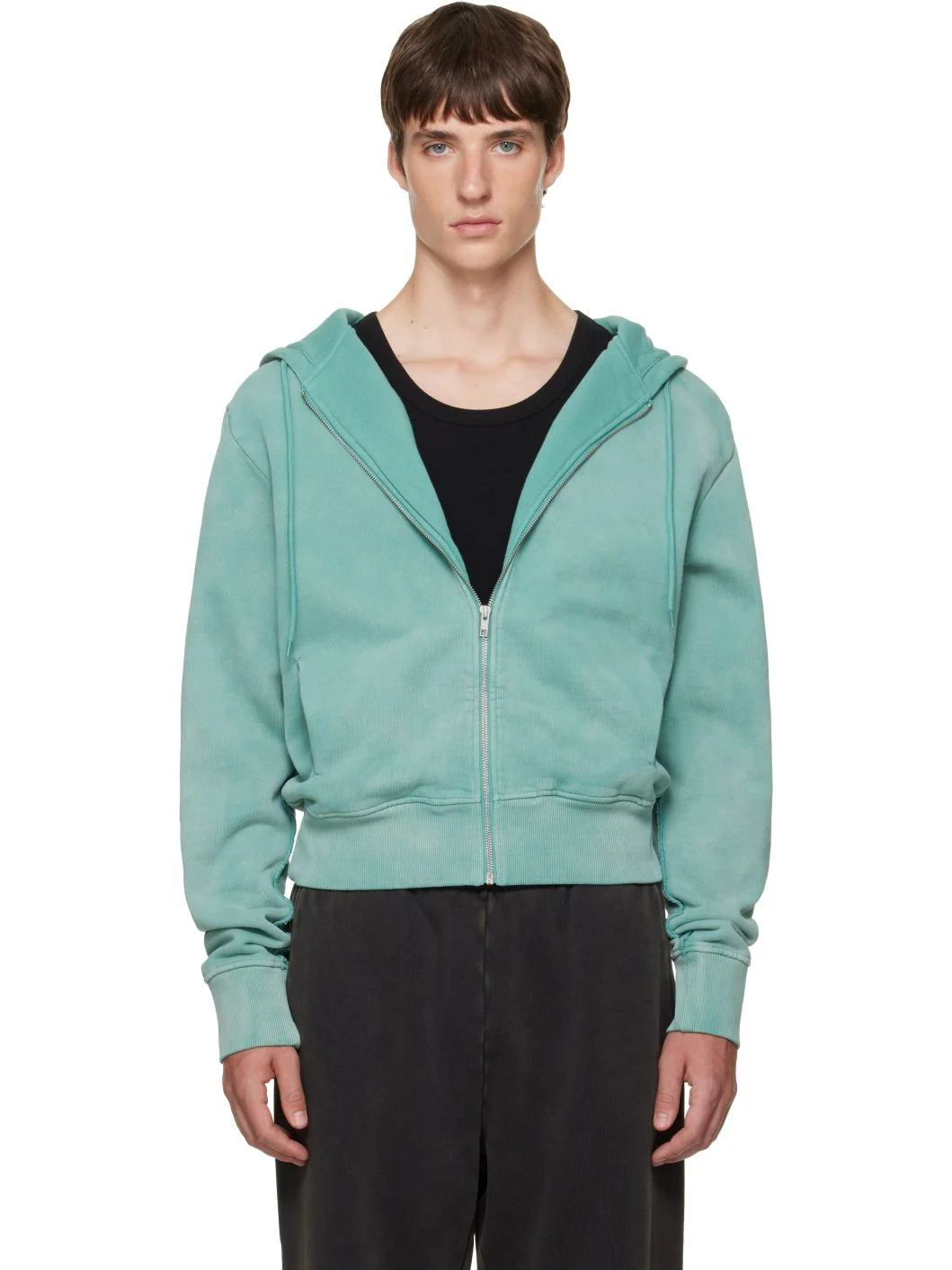Blue Slim Zip-Up Hoodie - 1
