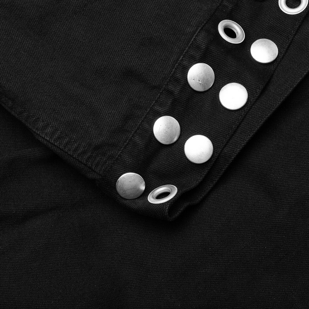 JACKET W/ LEATHER FRINGES AND STUDS - BLACK - 4