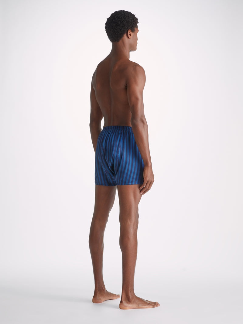 Men's Classic Fit Boxers Brindisi 92 Silk Satin Navy - 4