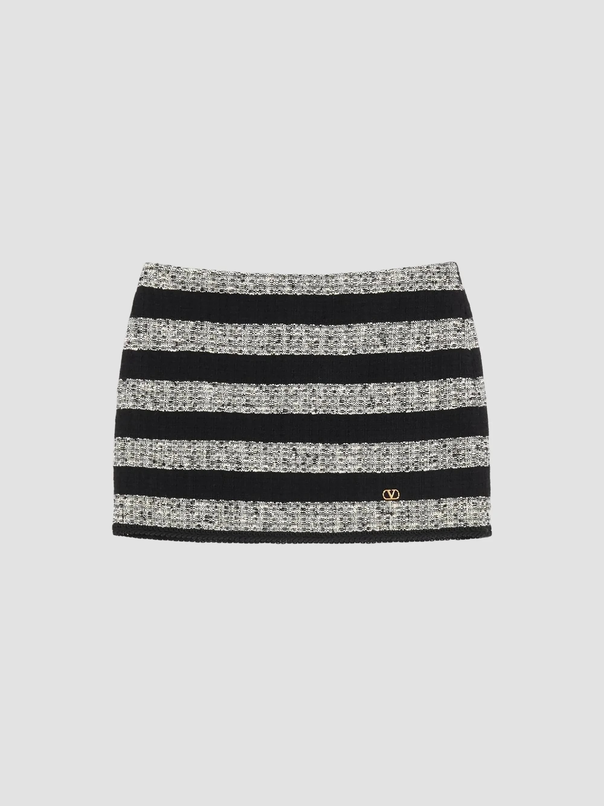 Women's Mini Skirt in Stripe Tweed - Black Multi - 1
