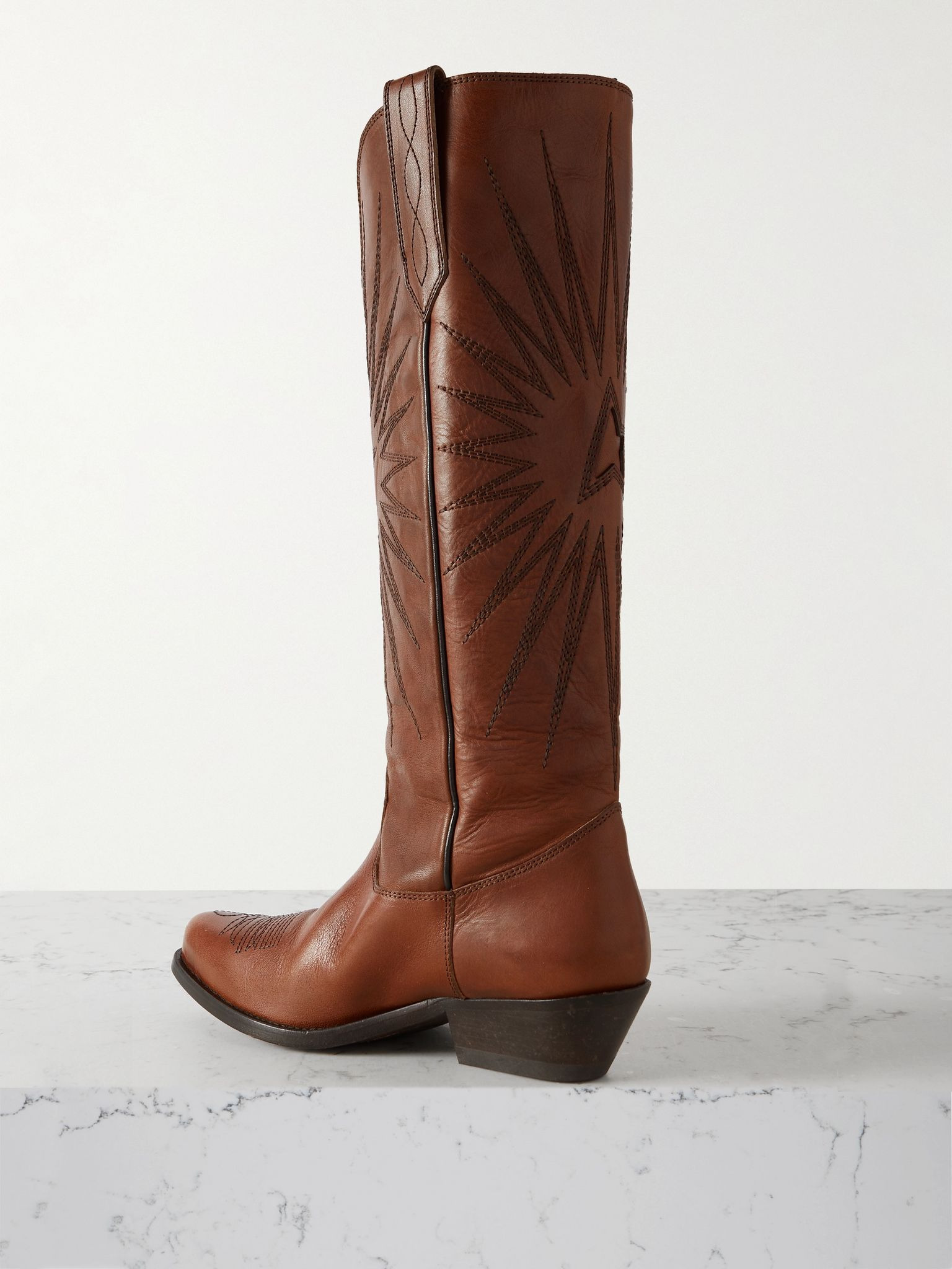 Wish Star embroidered leather cowboy boots Brown - 3