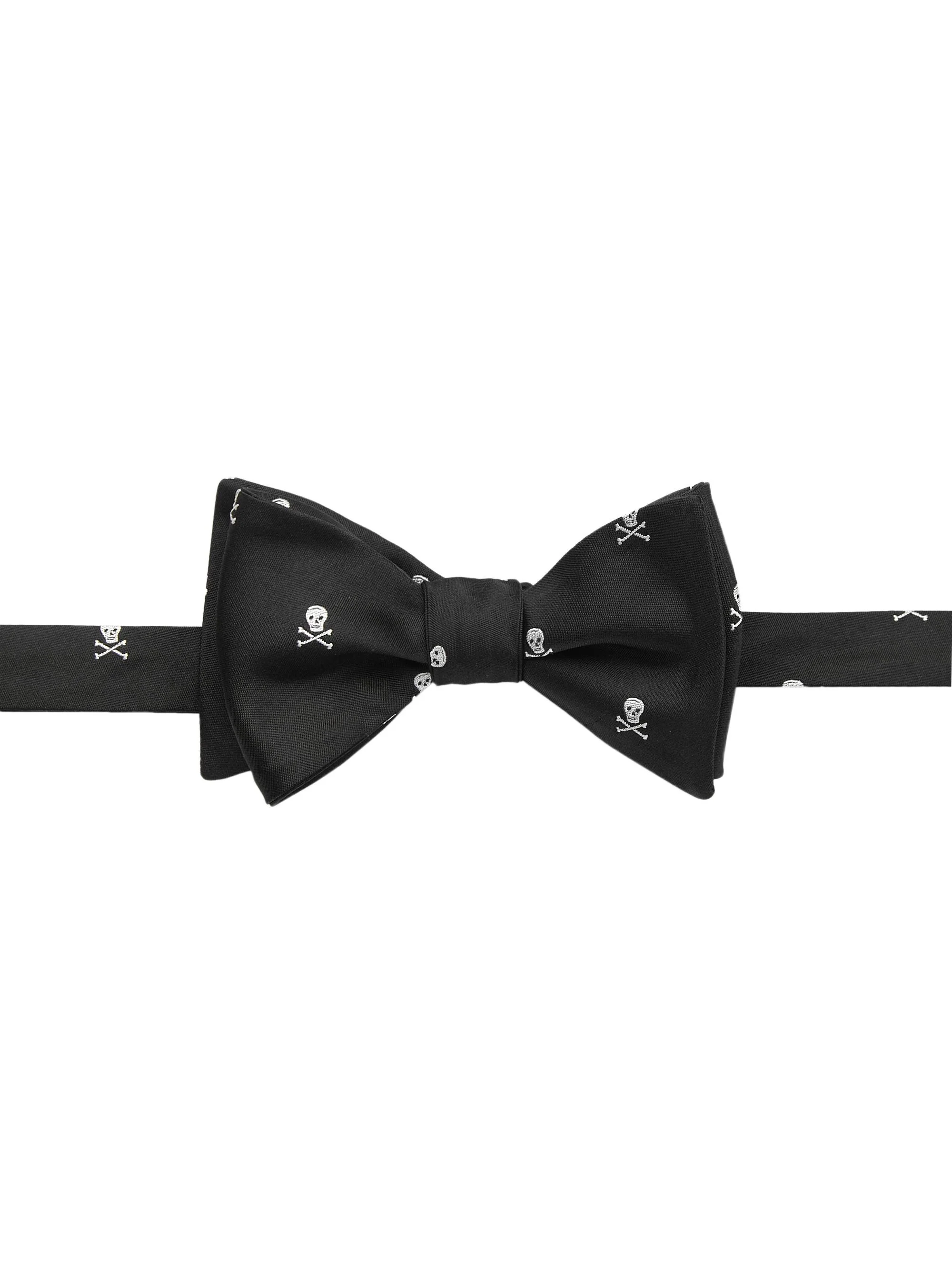 Men's Skull & Crossbones Bow Tie - Black White - 1