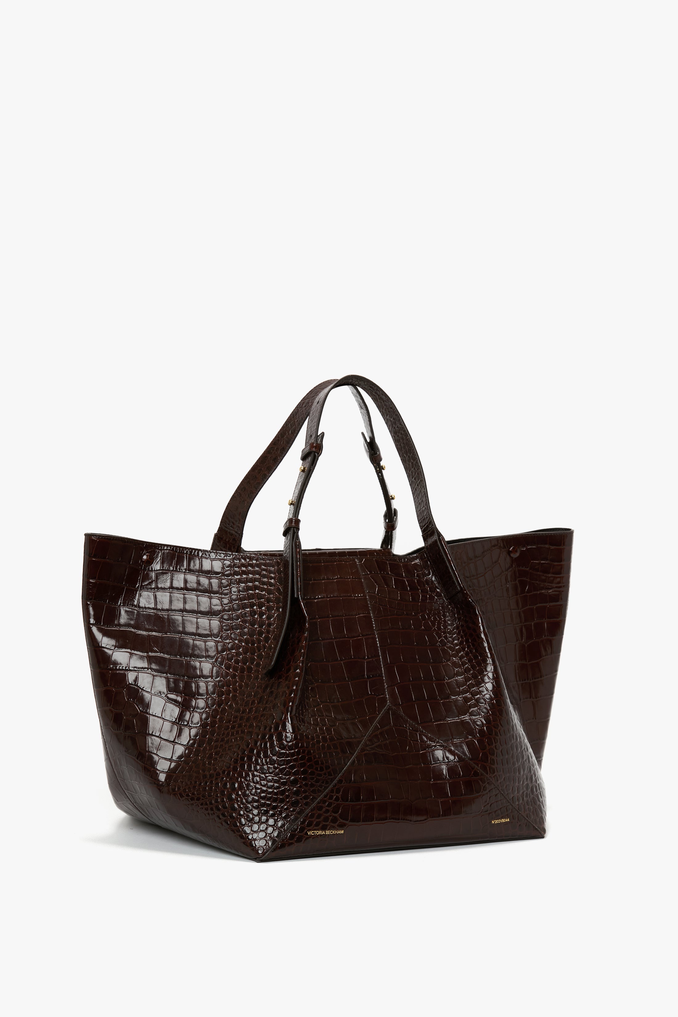 W11 Jumbo Tote In Dark Brown Croc Embossed Leather - 2