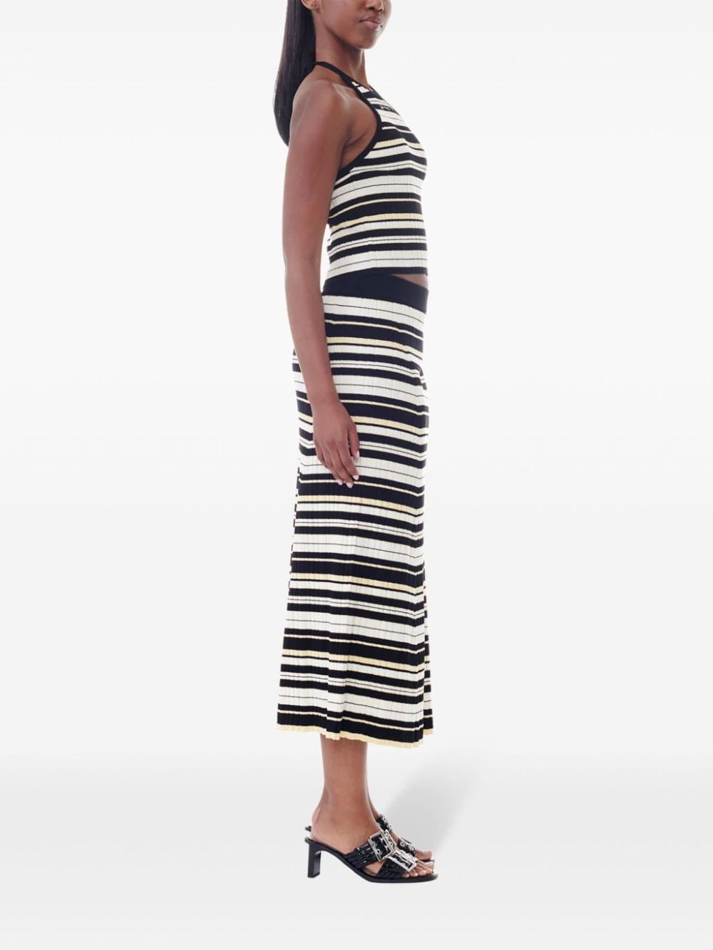 striped ribbed-knit midi skirt - 3
