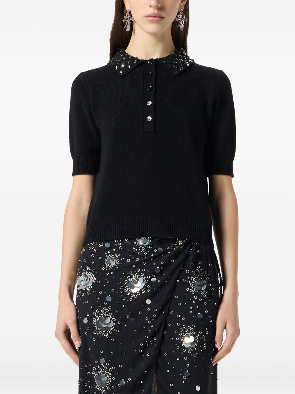 embroidered wool polo shirt - 3
